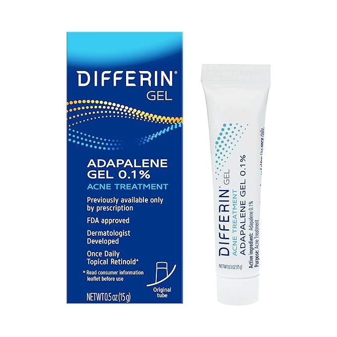Differin Acne Treatment GelRetinoid Treatment for Face with 0.1% Adapalene, 15g
