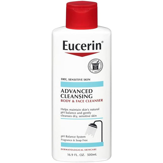 Eucerin Advanced Cleansing Body & Face Cleanser - Fragrance & Soap Free for Dry, Sensitive Skin - 16.9 fl. oz Bottle 500ml