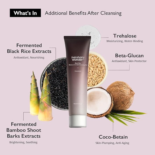 HARUHARU WONDER BLACK RICE MOISTURE 5.5 SOFT CLEANSING GEL UNSCENTED, 100ML