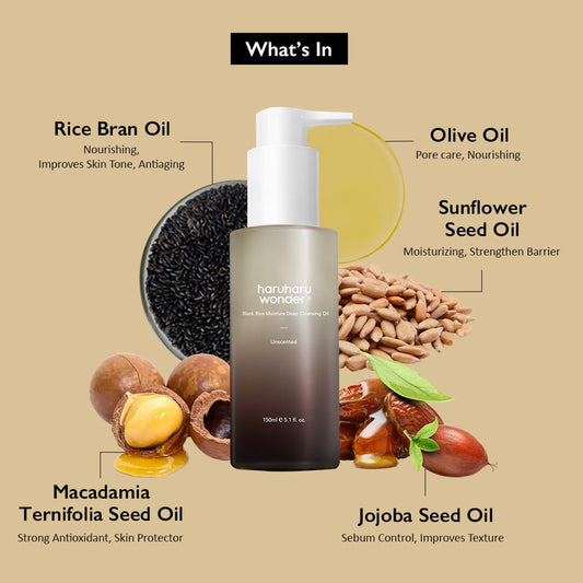 HARUHARU WONDER BLACK RICE MOISTURE DEEP CLEANSING OIL UNSCENTED, 150ML