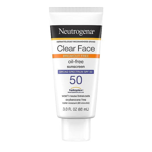 Neutrogena Clear Face Break-Out Free Liquid Lotion Sunscreen Broad Spectrum SPF 50, 88ml