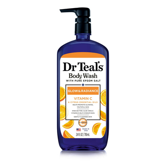 Dr Teal's Body Wash with Pure Epsom Salt, Glow & Radiance with Vitamin C & Citrus, 710ML
