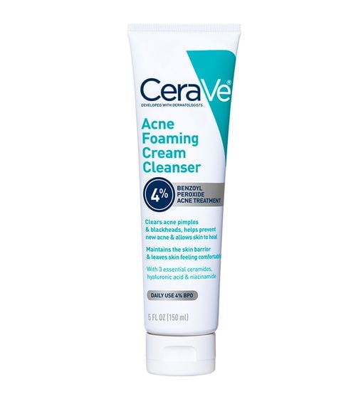 CeraVe Acne Foaming Cream Cleanser 4% Benzoyl Peroxide Acne Treatment 150ml