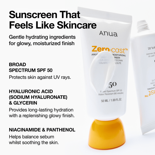 Anua Zero-cast Moisturizing Finish Sunscreen spf50+, 50ml