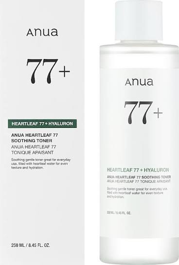 Anua heartleaf 77+ hyaluron soothing toner, 250ml